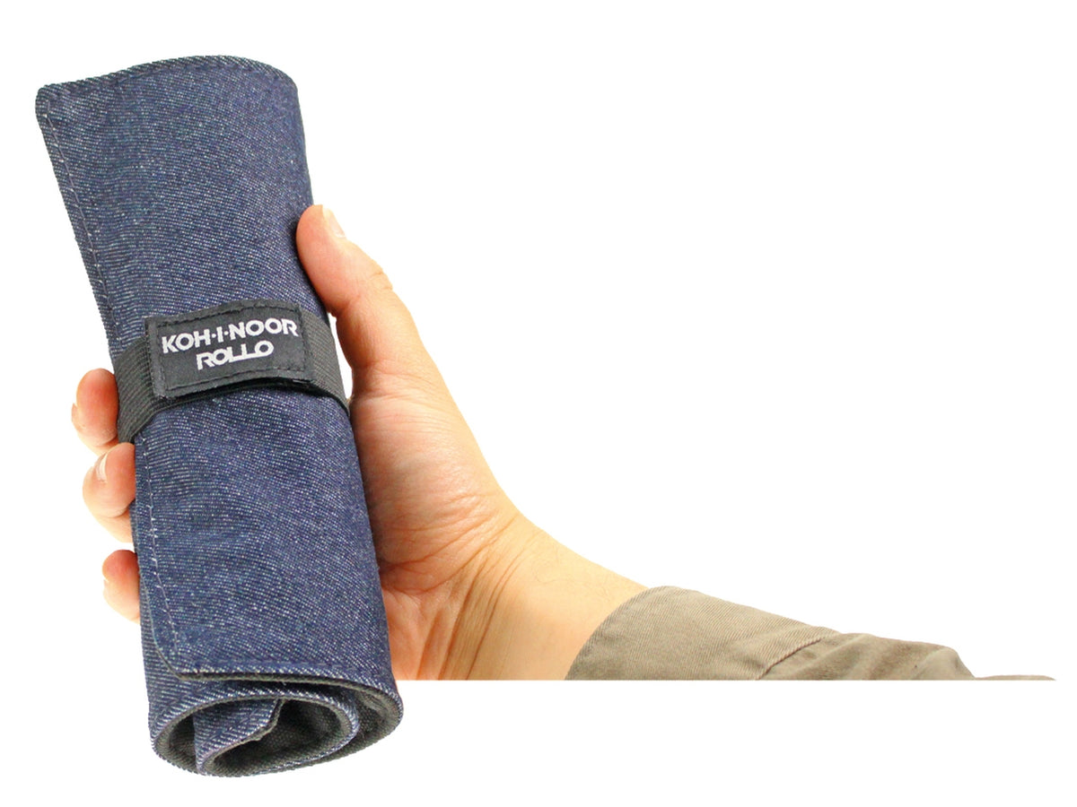 Astuccio arrotolabile nero jeans 24 scomparti + bustina con zip
