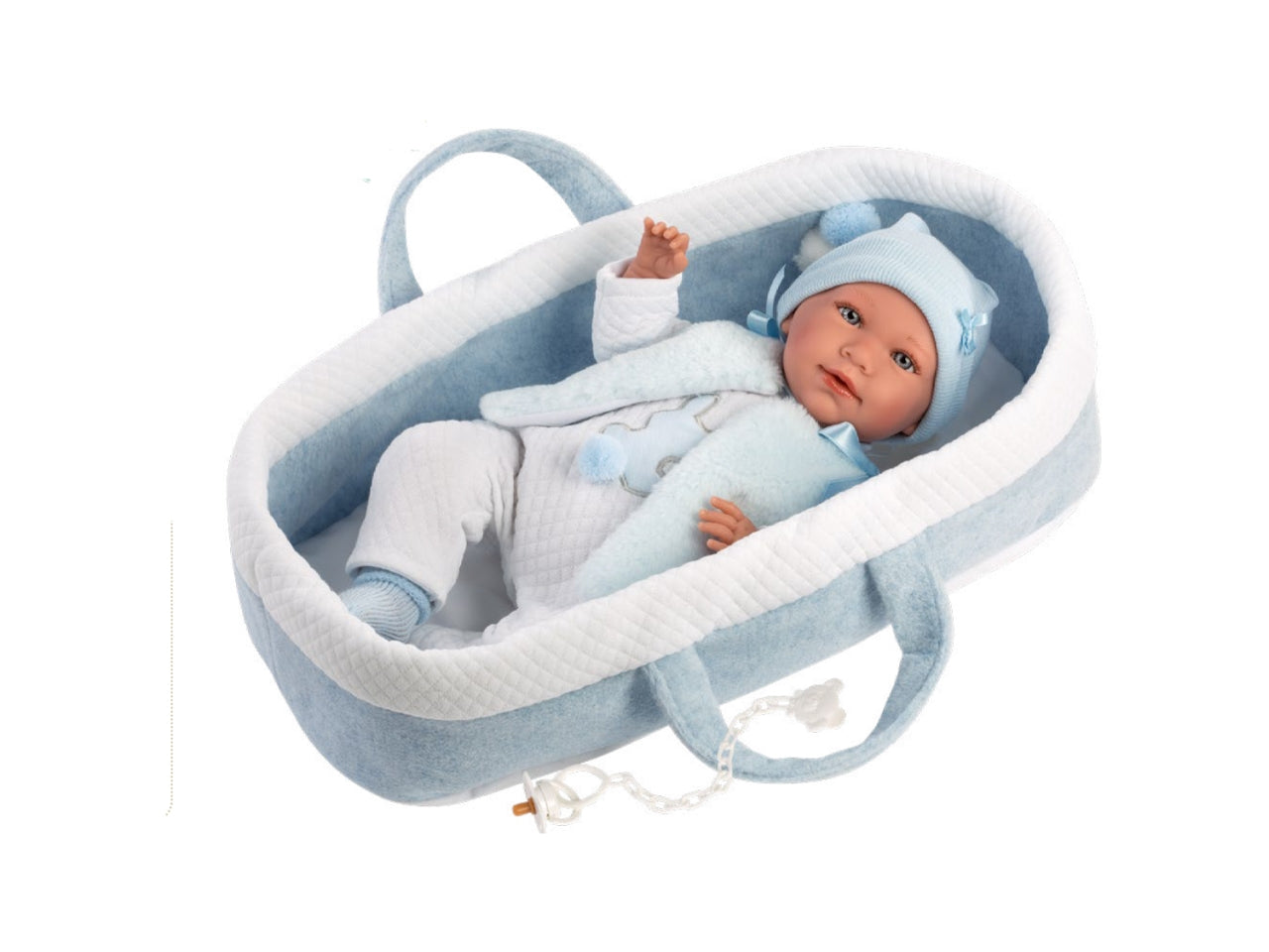 Reborn morbido mimo 42cm culla azzurra