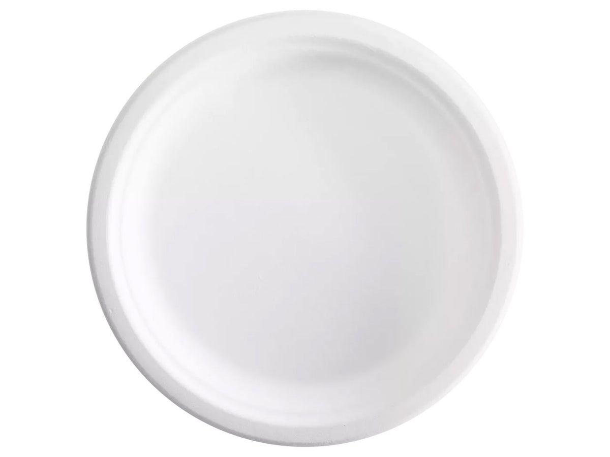 Confezione da 50 piatti piani in bagassa 23cm $