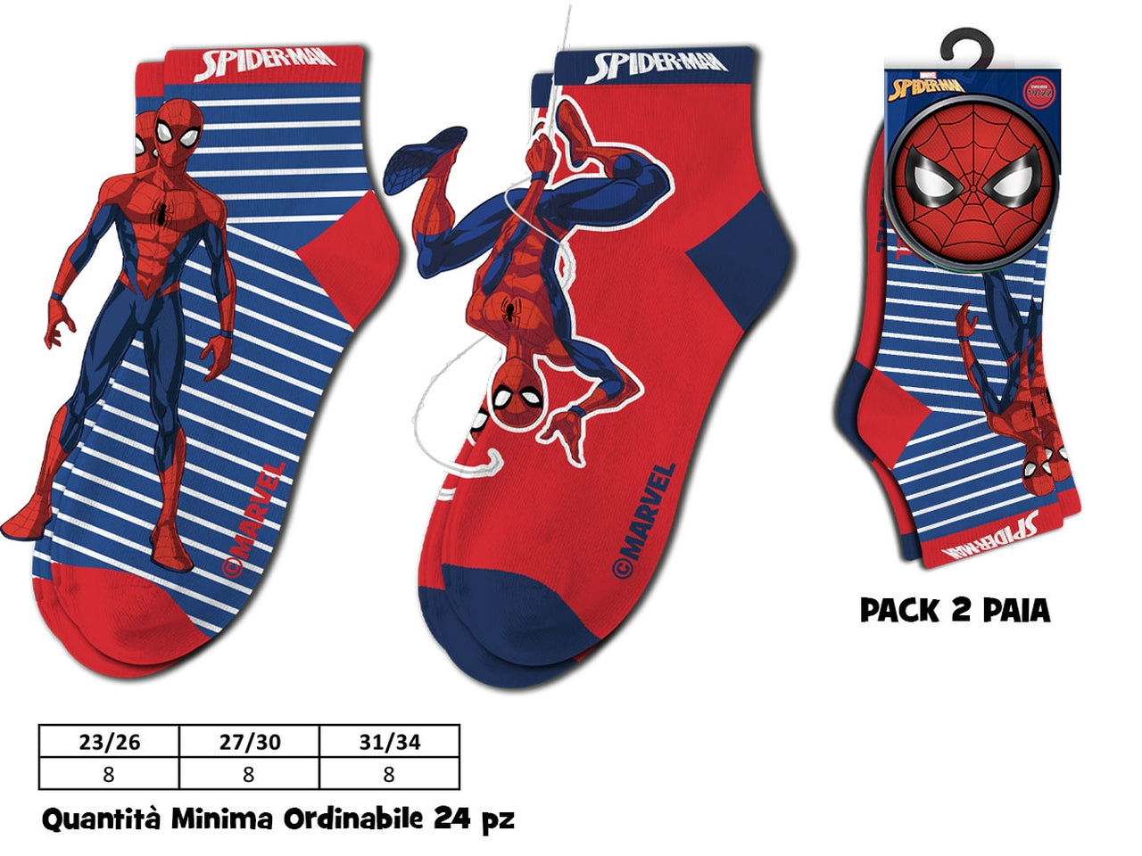 Spiderman calzini corti 2 paia