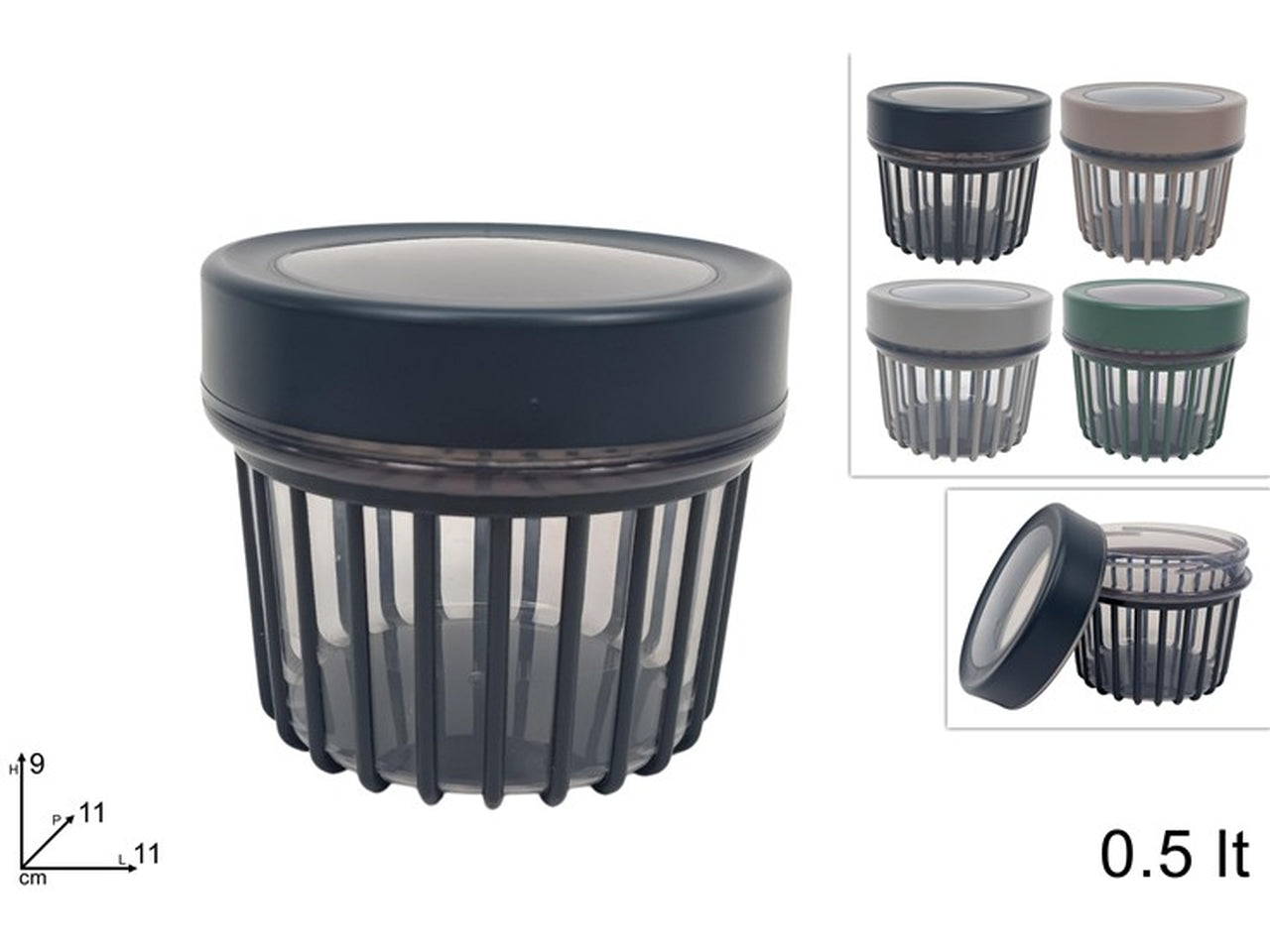 Contenitore plastica con tappo 500ml colori assortiti