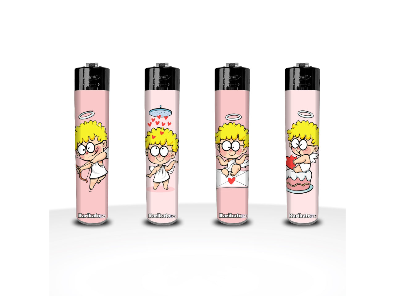 Flint Accendino atomico Festival Softflame ricaricabile Cupido opaco, di Karikato confezione da 24 accendini