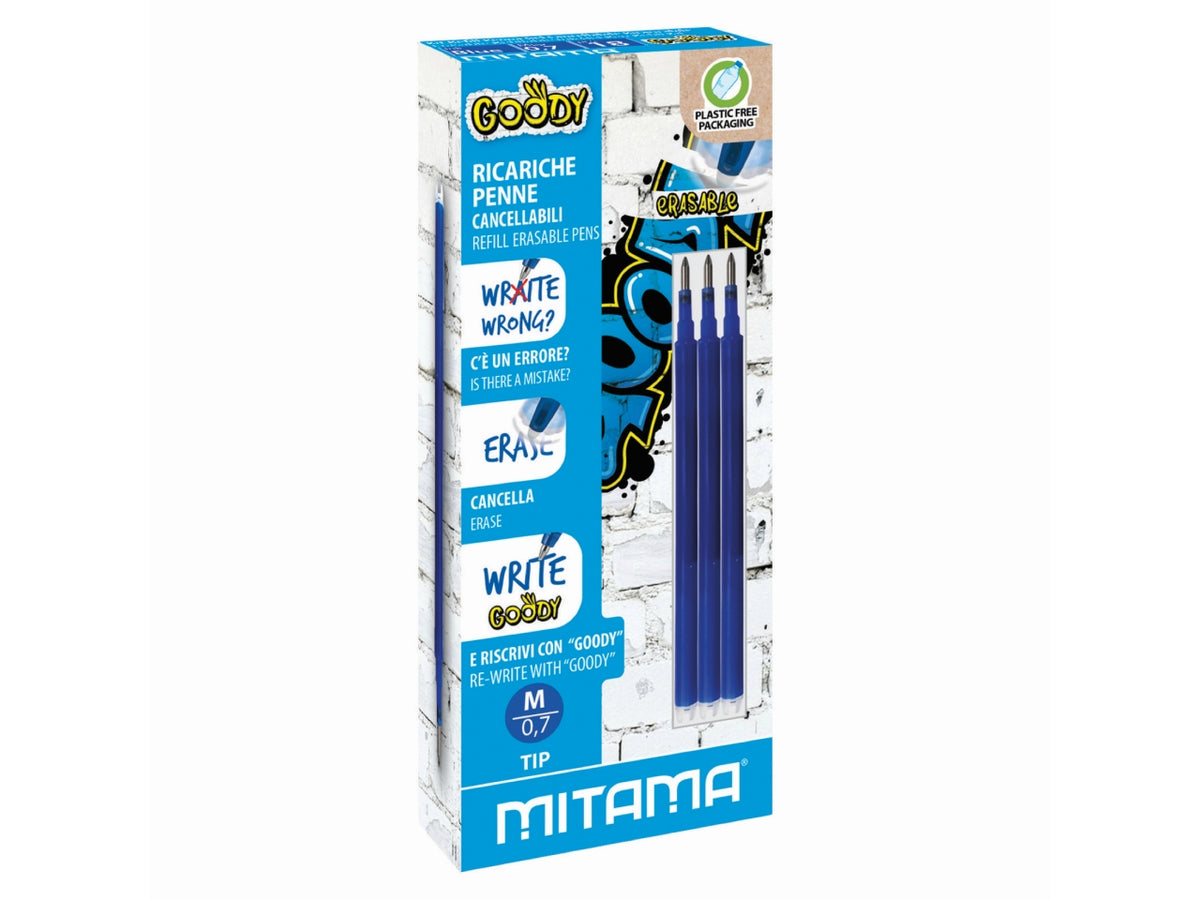 Mitama refill per penna cancellabile goody 3 pezzi blu