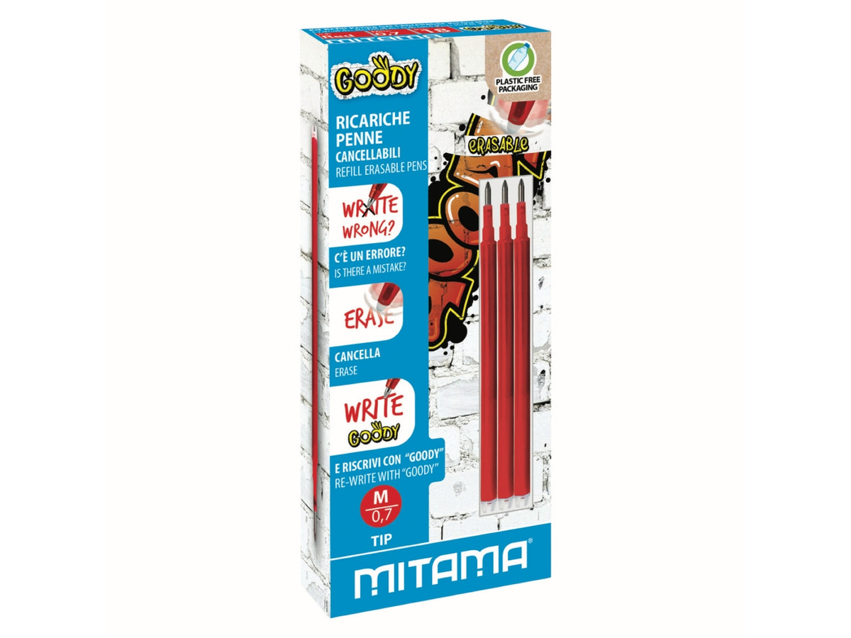 Mitama refill per penna cancellabile goody 3 pezzi rossa