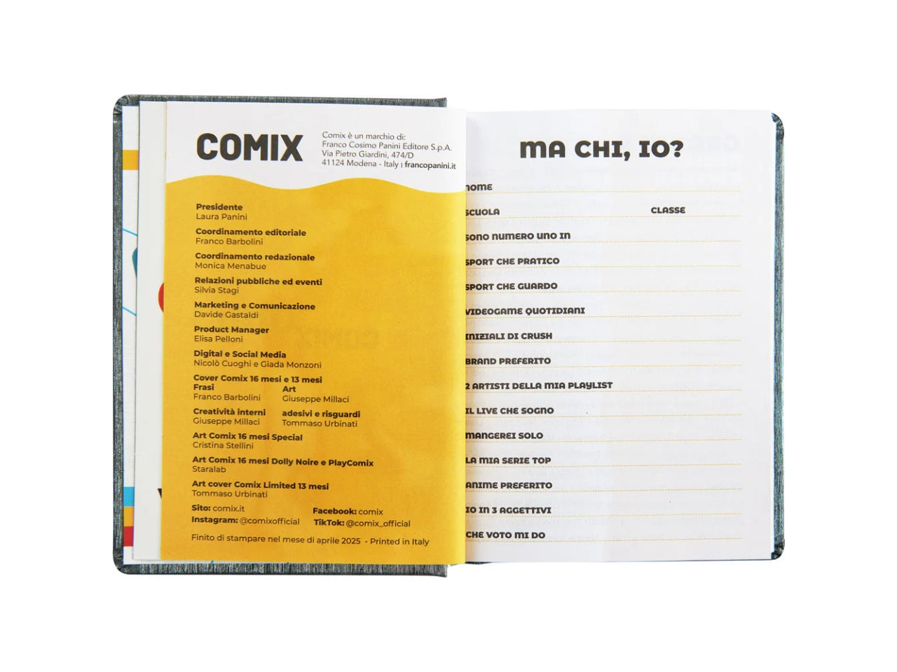 Agenda comix mini 2025/26 16 mesi gear black