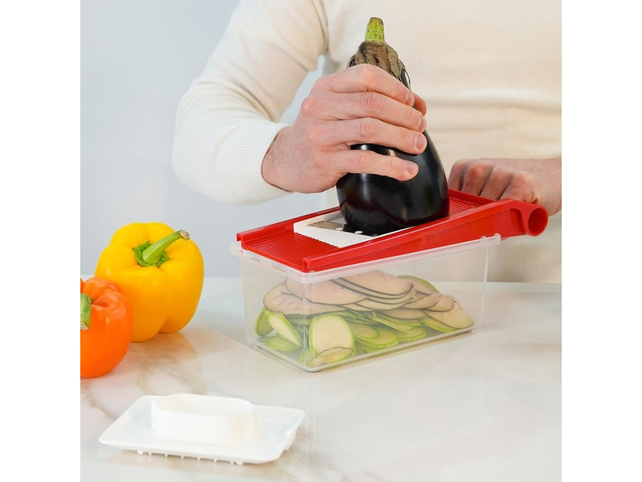 Affettaverdure magic grater con box e quattro inserti intercambiabili