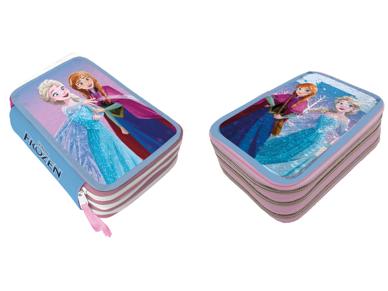 Frozen astuccio 3 zip giotto reversibile