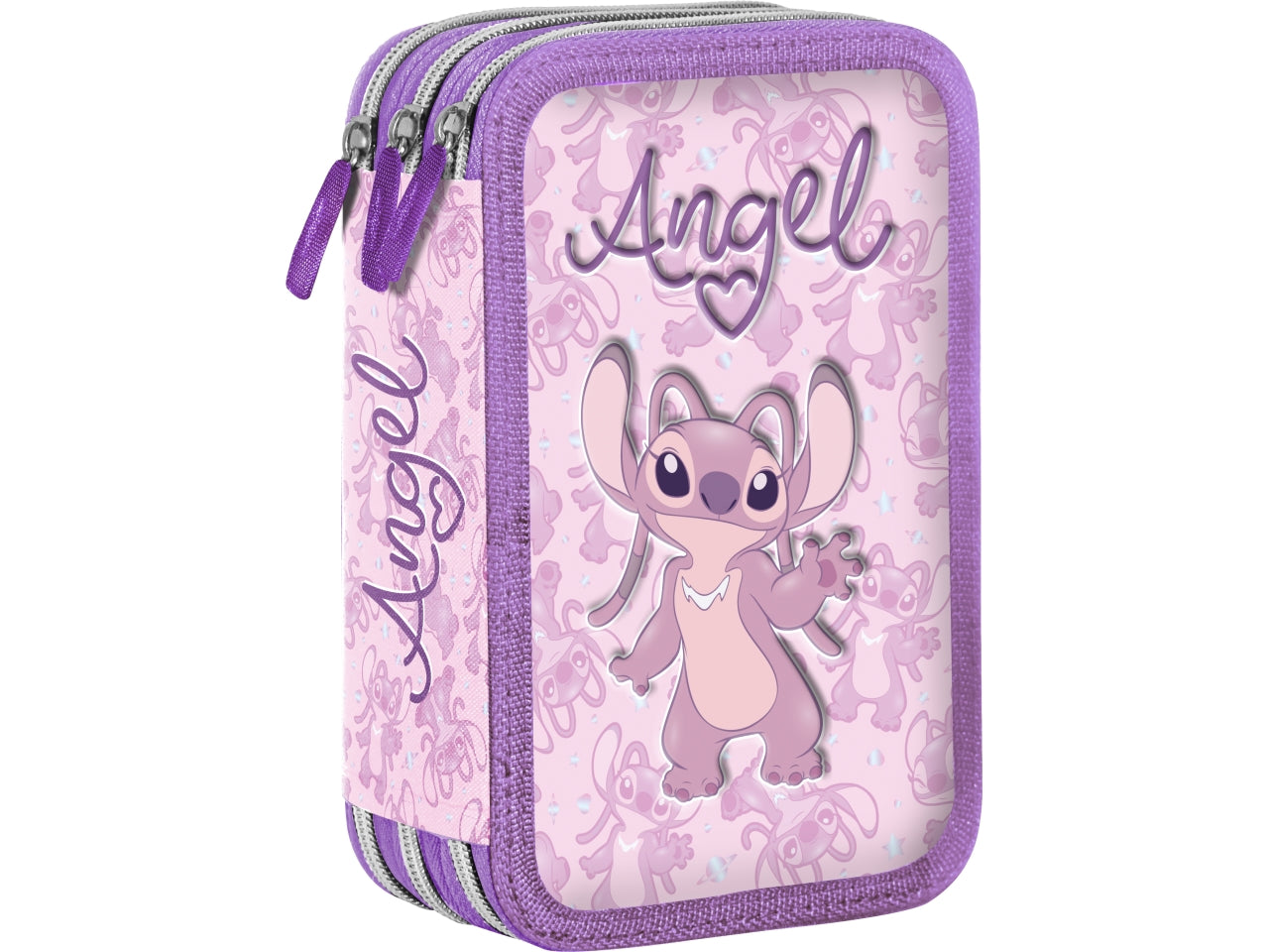Stitch astuccio 3 zip con colore Giotto e penna Papermate