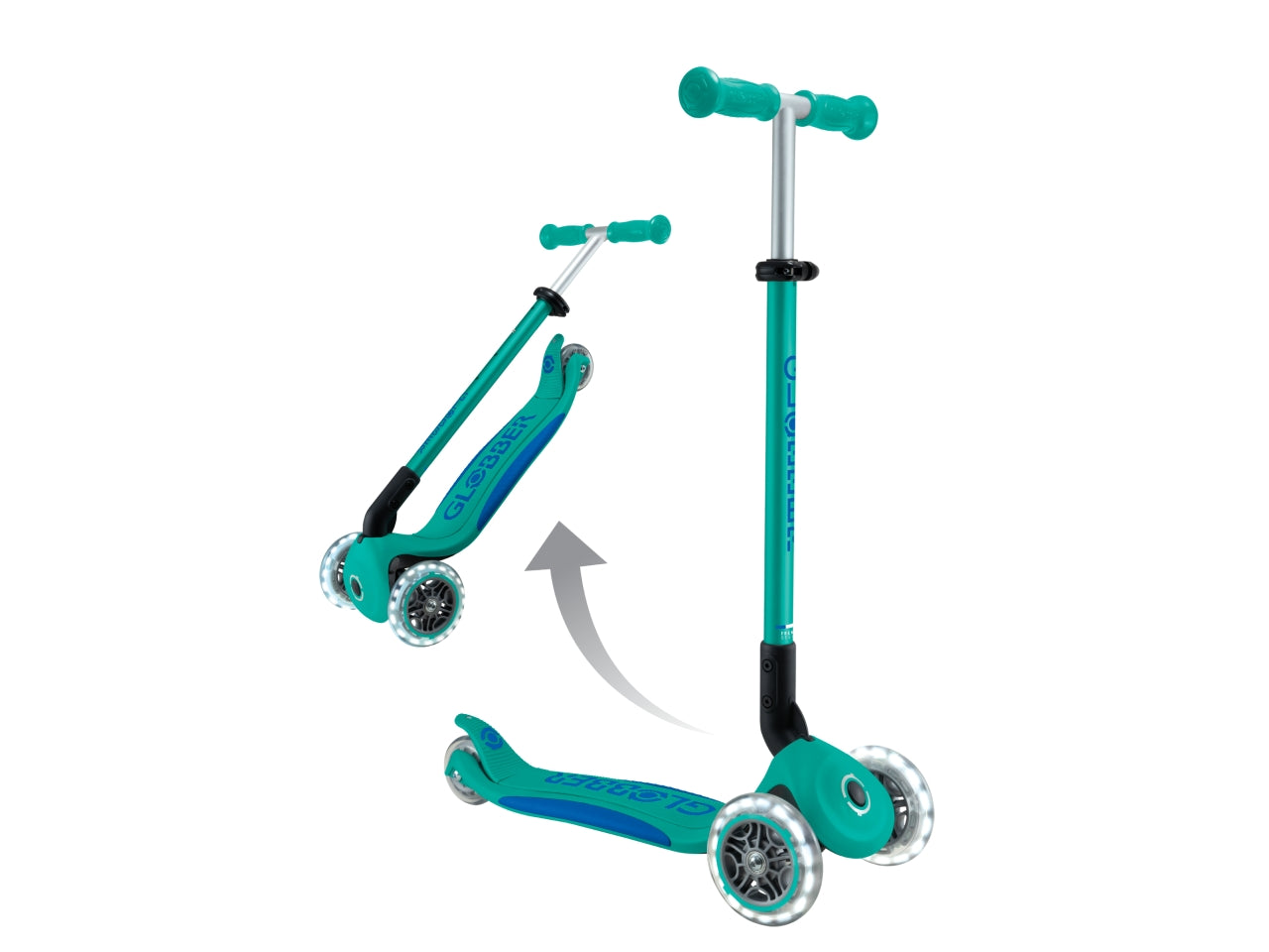 Globber - Primo Foldable Plus Light monopattino - Emerald Green-Navy Blue