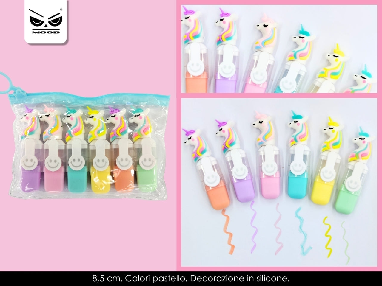 Evidenziatore mini unicorno set da 6 evidenziatori