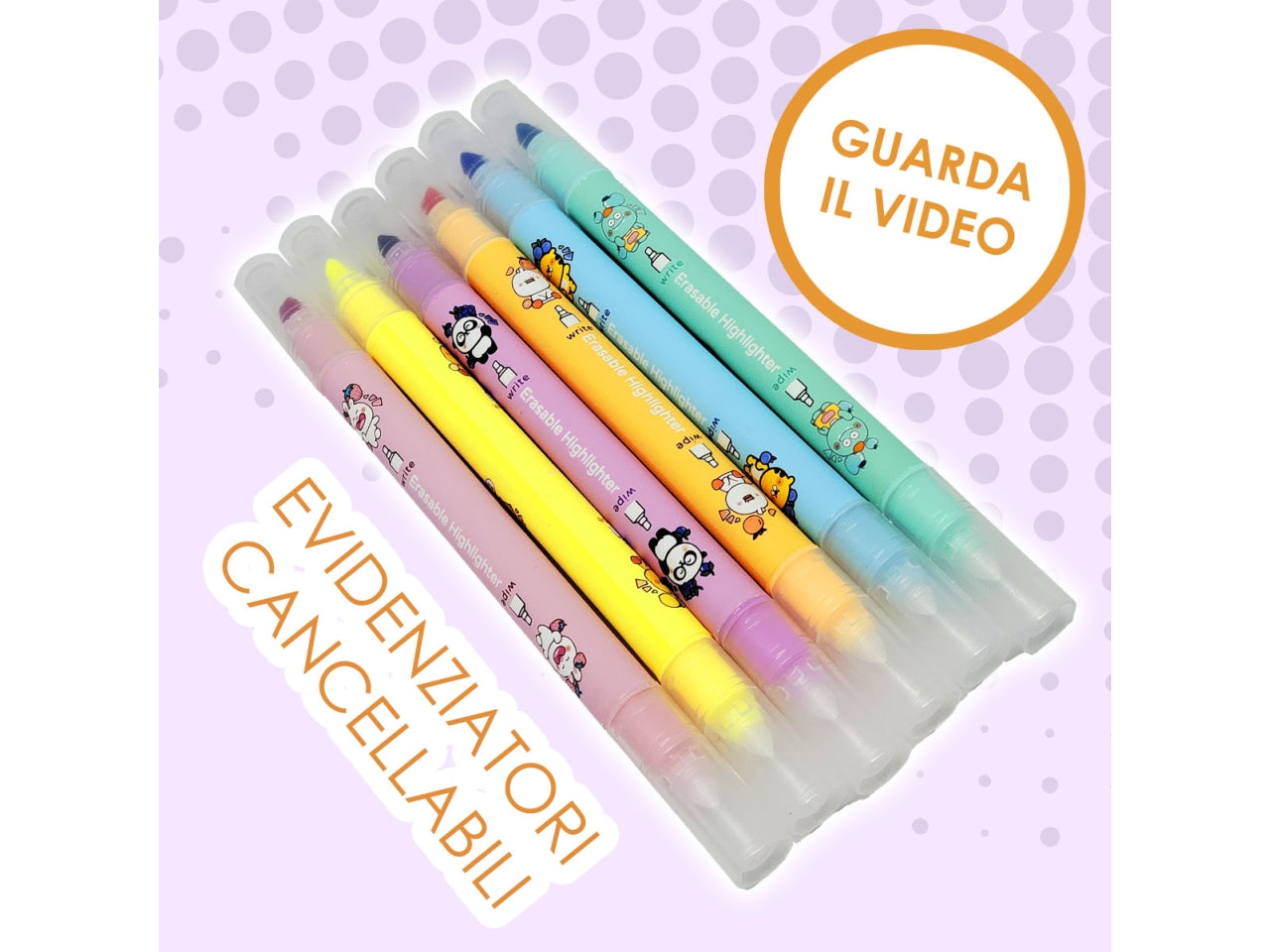 Evidenziatore cancellabile set da 6 evidenziatori