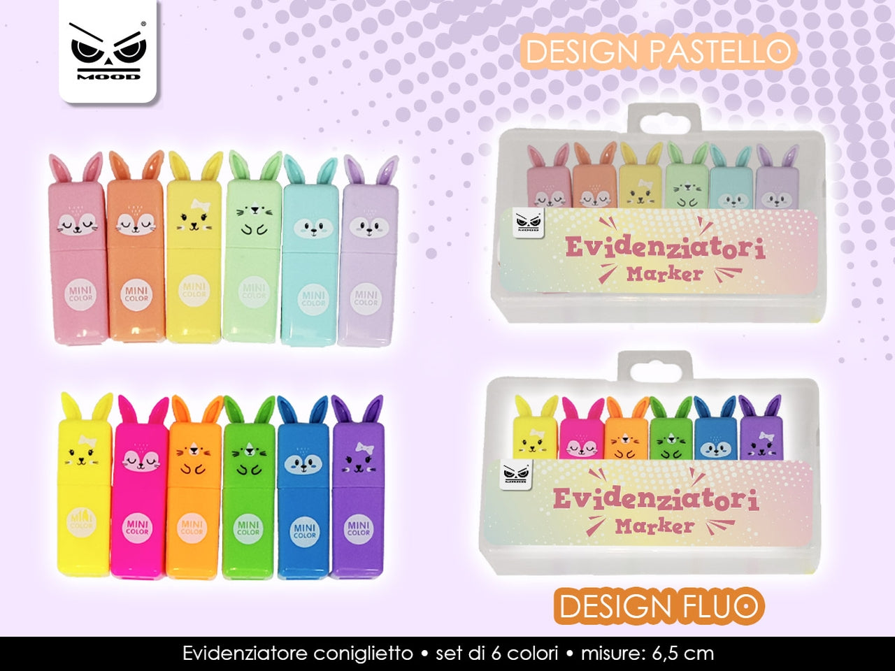 Evidenziatore coniglietto set da 6 evidenziatori