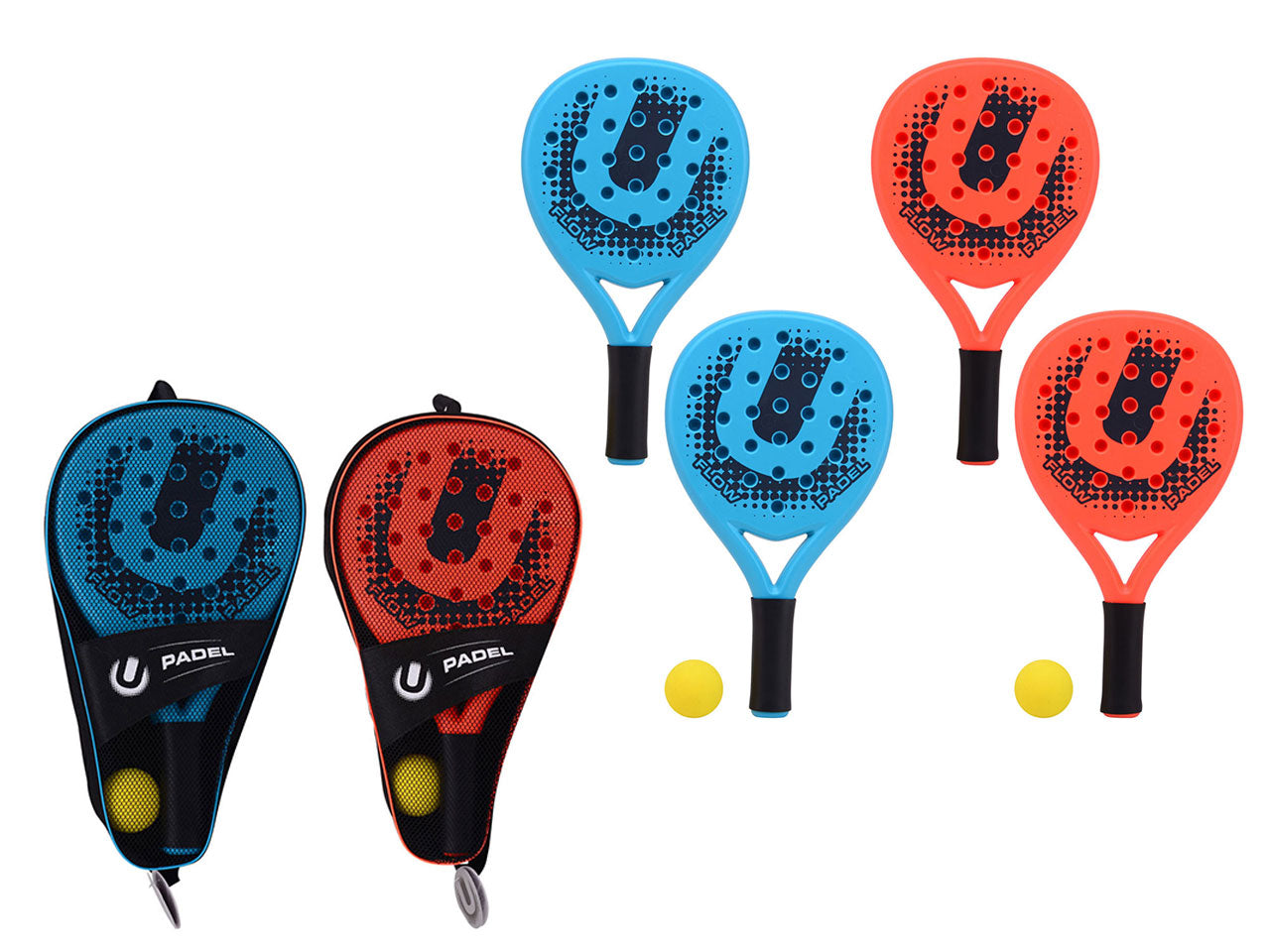 Set 2 racchette padel con pallina e fodero colori assortiti