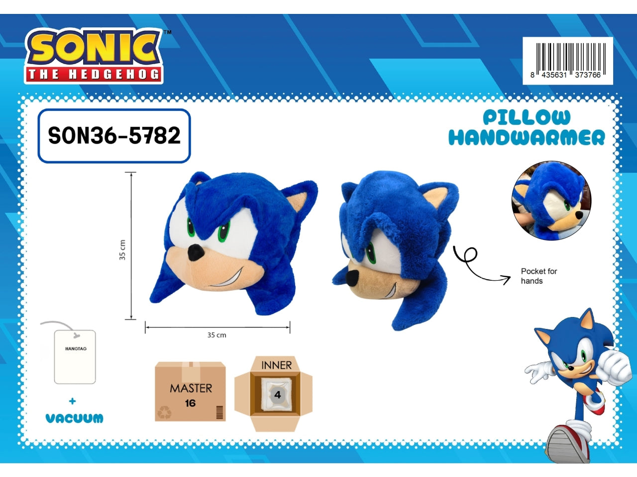 Sonic cuscino scaldamani 35x35cm