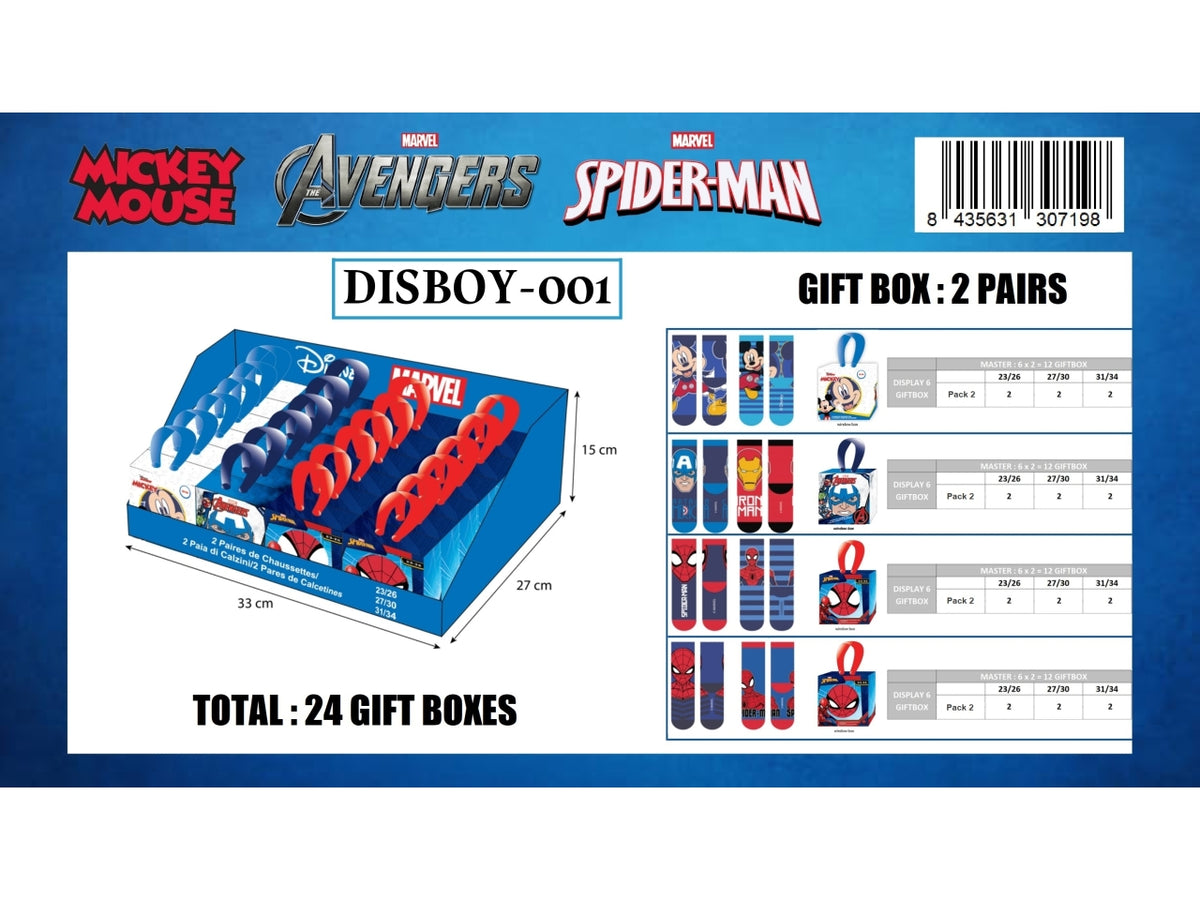 Disney Boy 2 paia di calzini in Box assortiti