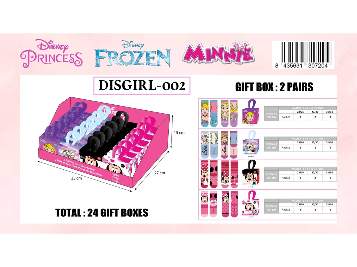 Disney girl 2 paia di calzini in Box assortiti