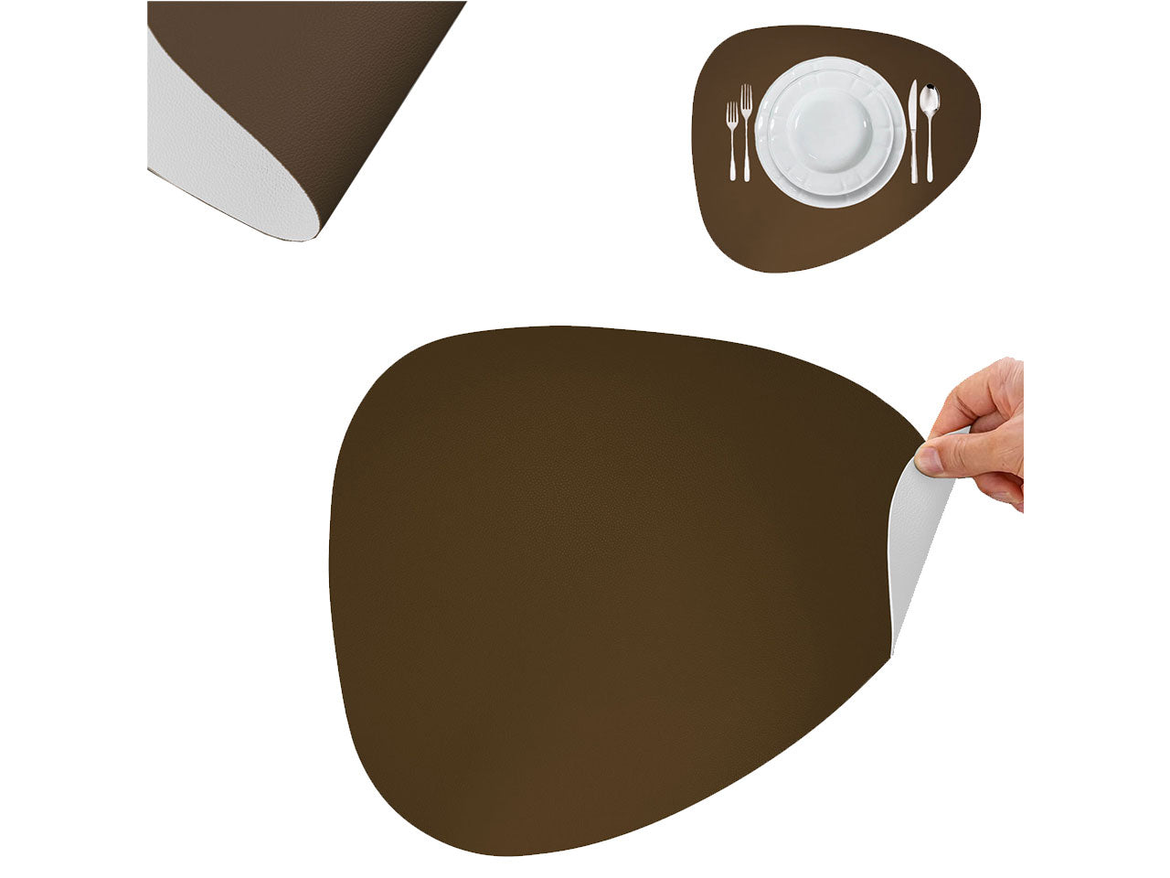 Tovaglietta similpelle 45x37 marrone e avorio
