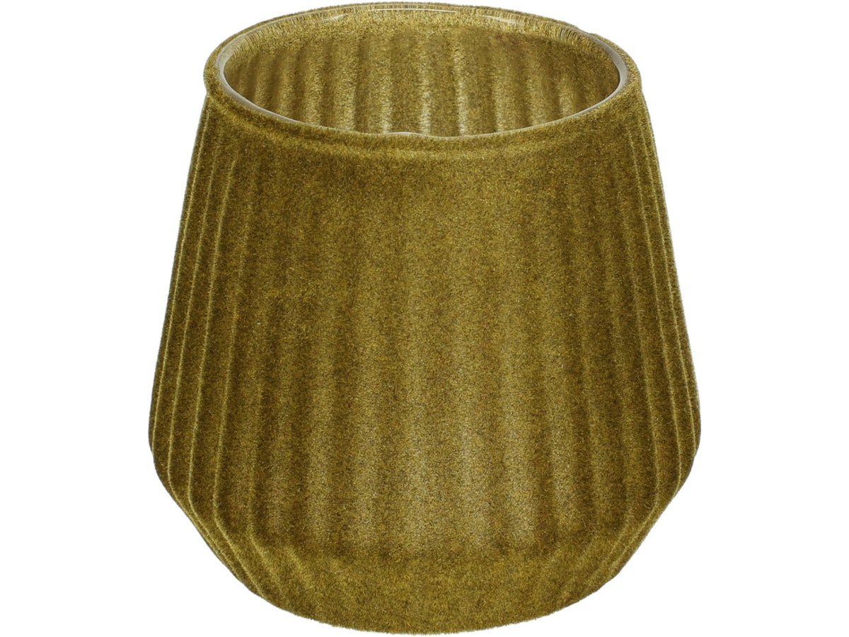 Porta tealight floccato 9cm verde