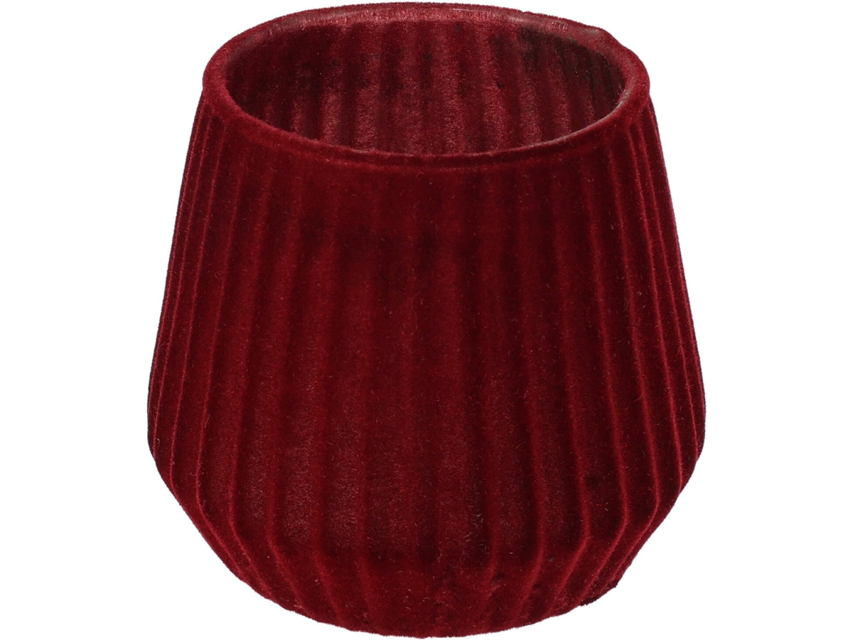 Porta tealight floccato 9cm rosso