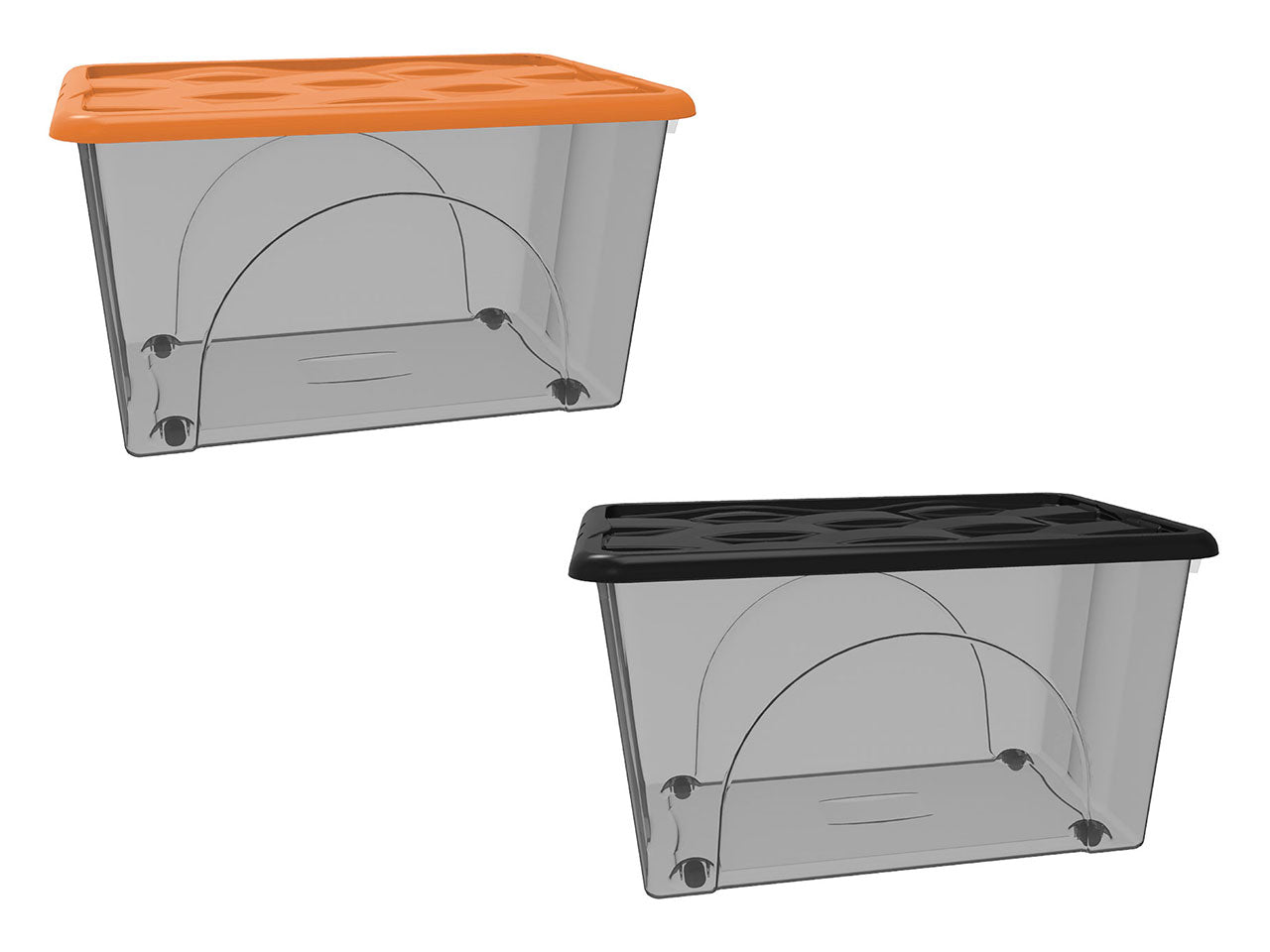 Storage box dune 60lt con ruote fume' + coperchio assortito