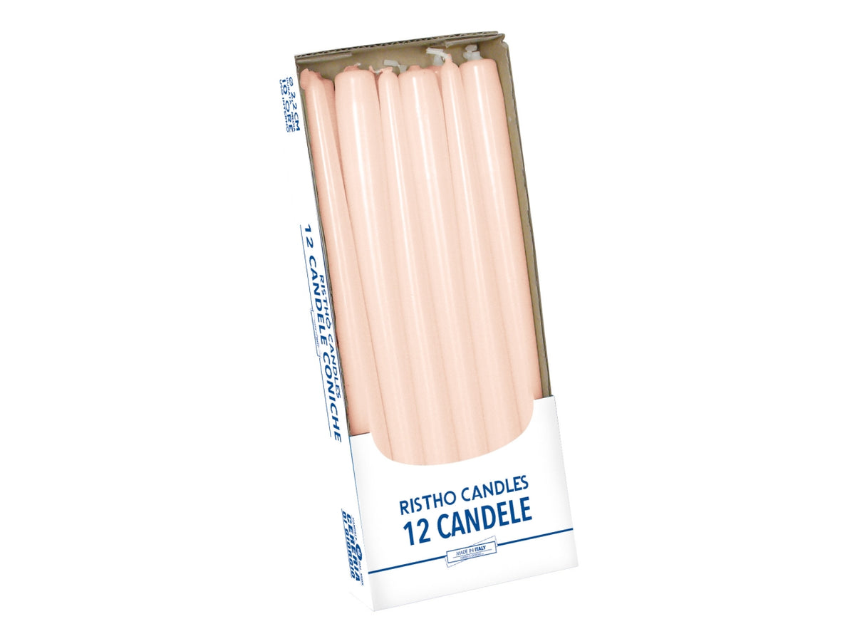 Confezione di 12 candele coniche alte 30cm color pesca