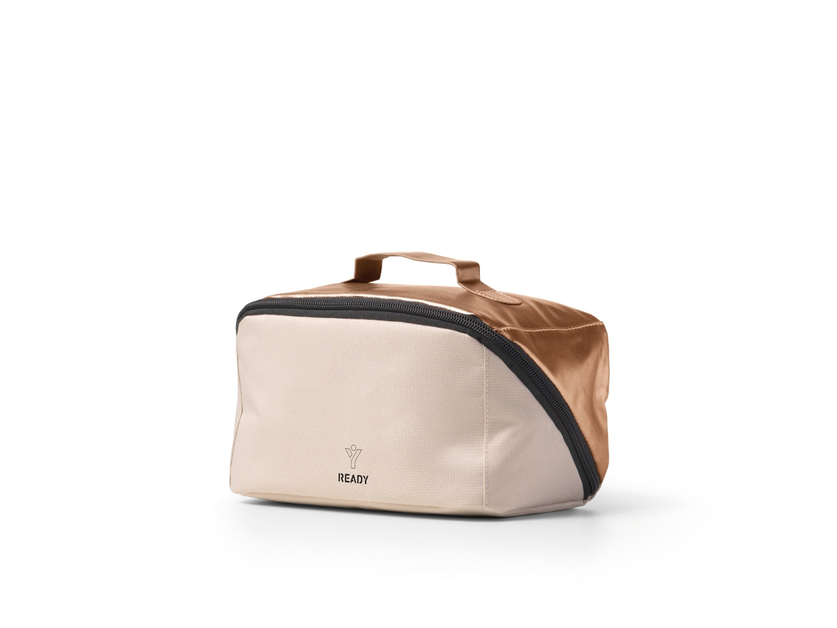 Beauty case da viaggio con zip ready elle bianco-oro