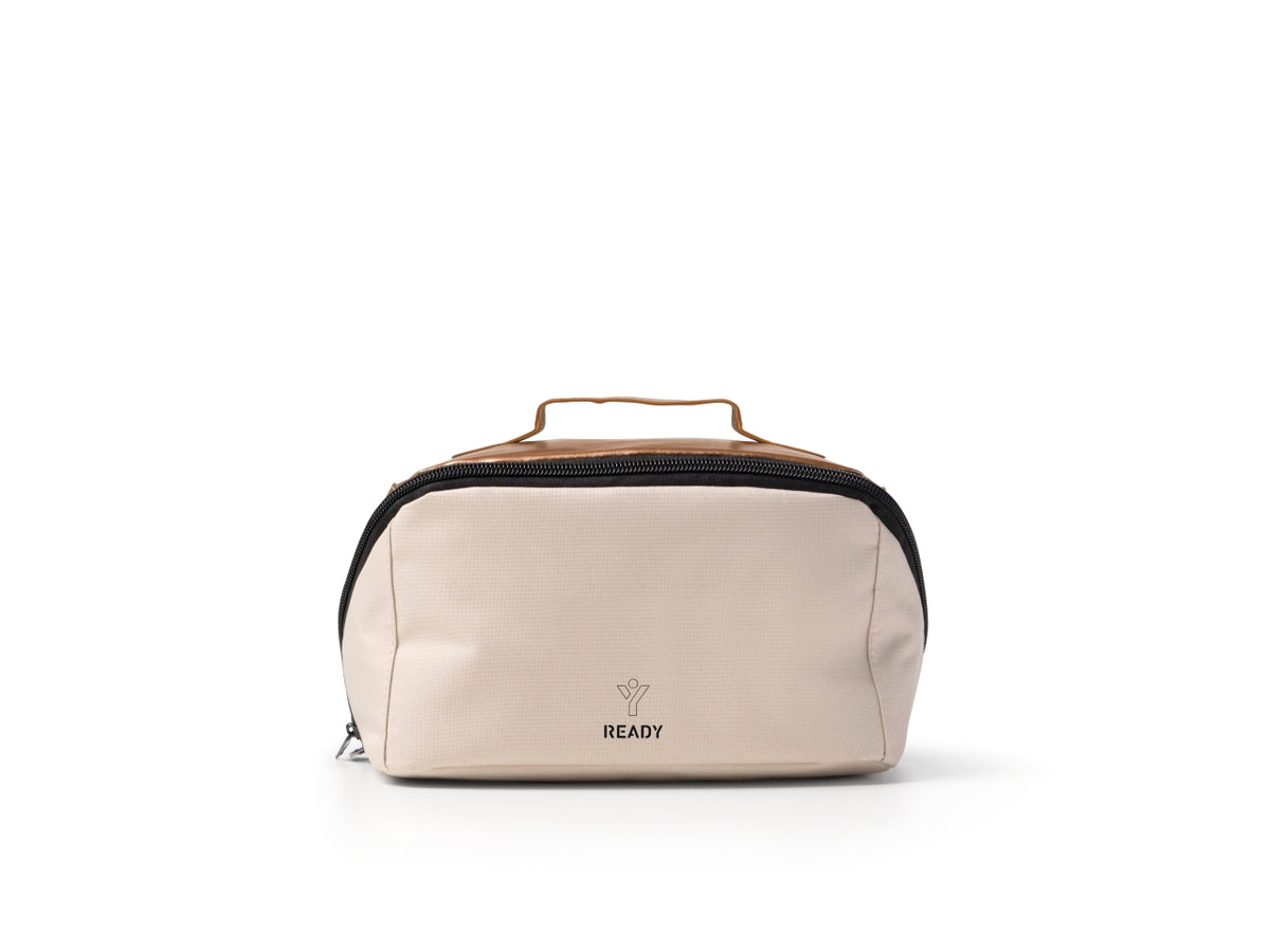 Beauty case da viaggio con zip ready elle bianco-oro