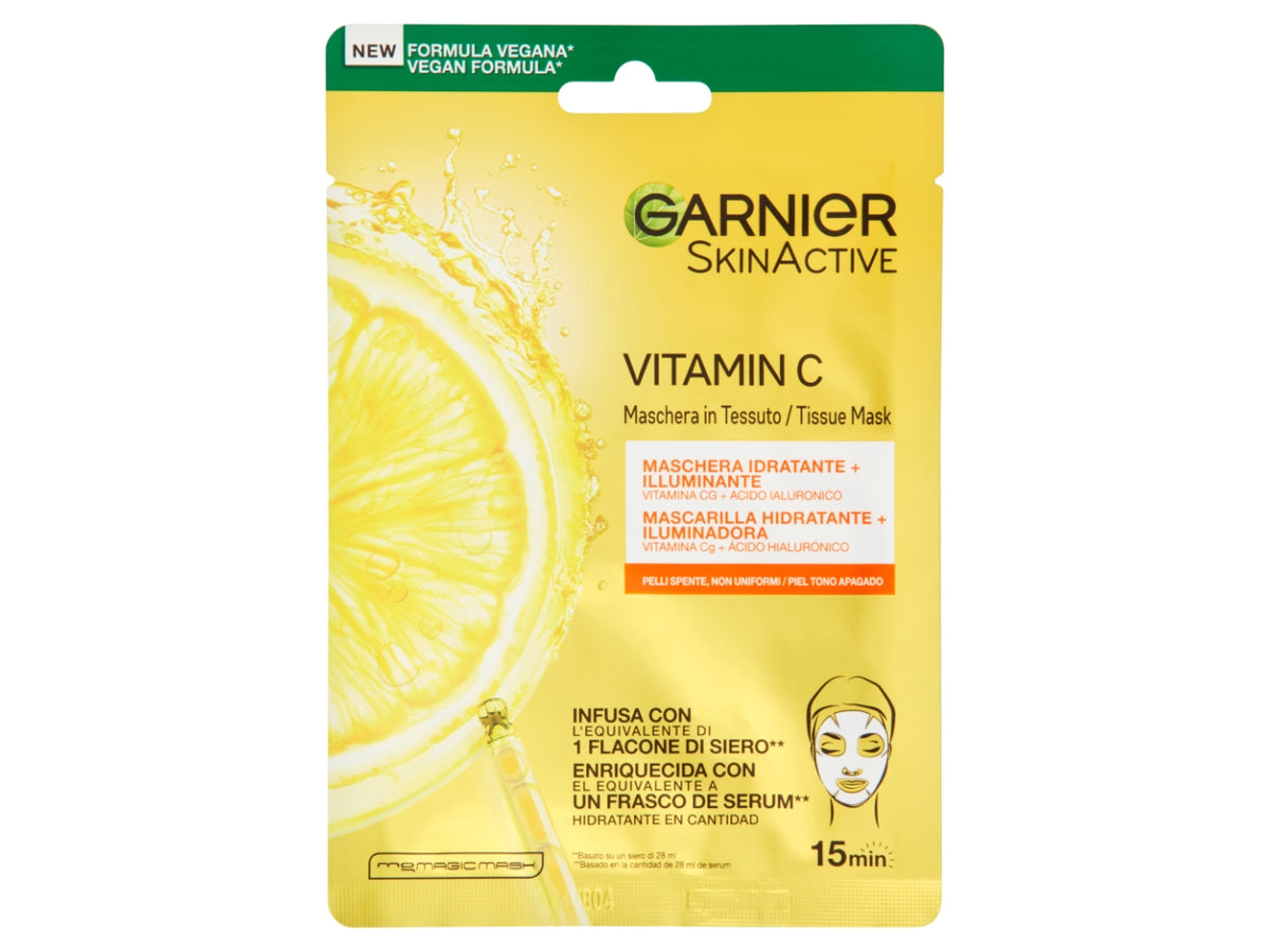 Garnier maschera viso in tessuto con vitamina C, idratante