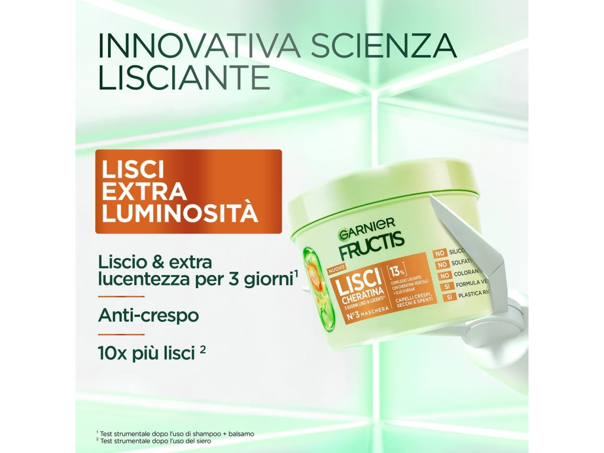 Garnier fructise maschera per capelli keratin sleek 370ml