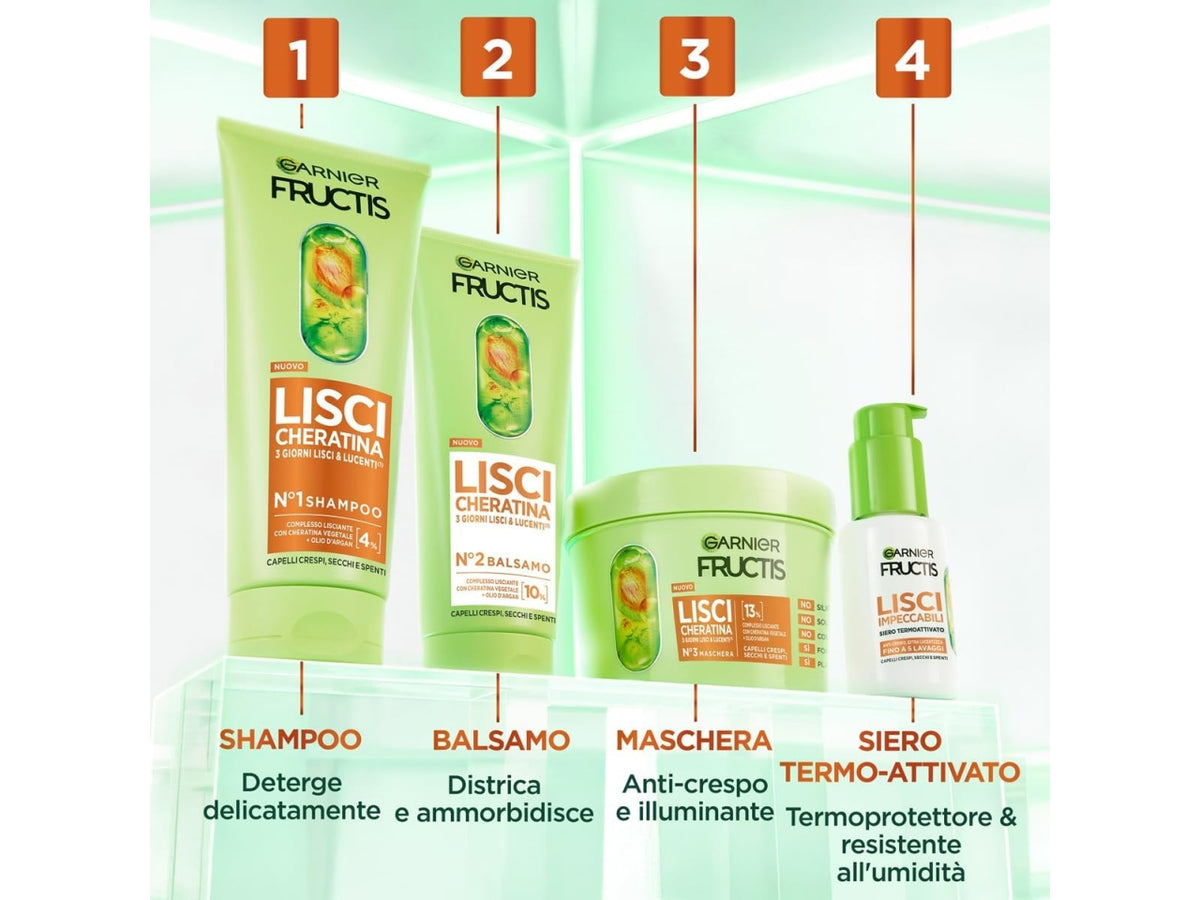 Garnier fructise maschera per capelli keratin sleek 370ml
