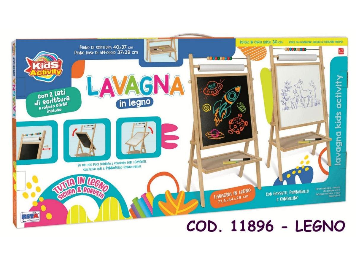 Lavagna legno 78x45cm con rotolo carta 5mt