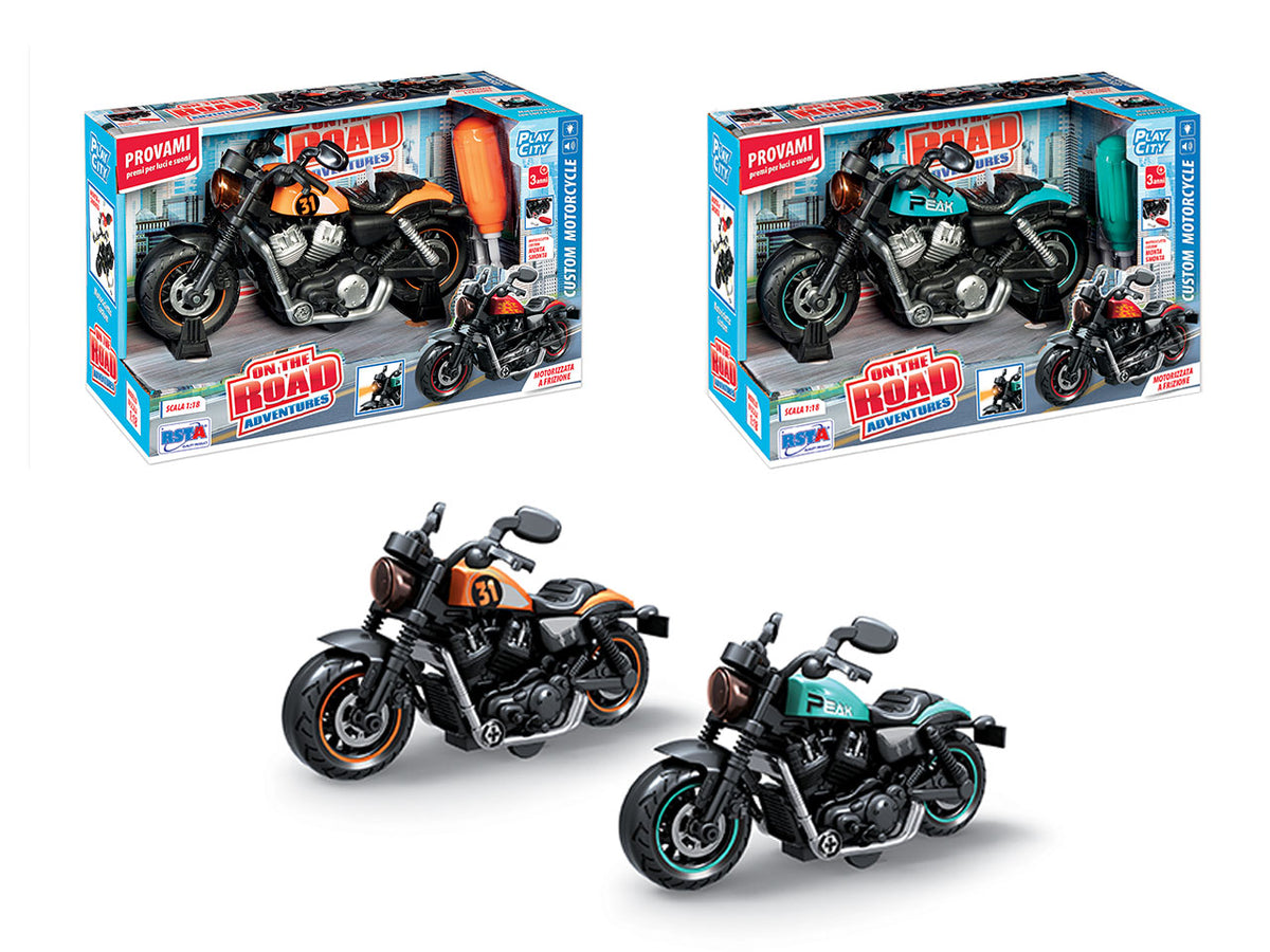 Motocicletta custom a frizione in scala 1:18