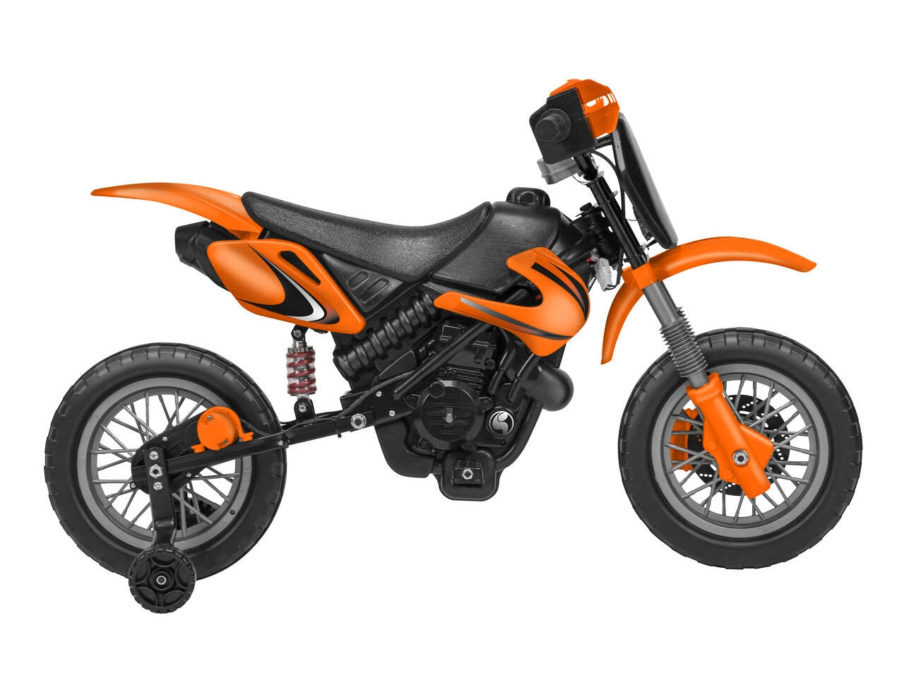 E-spidko moto cross a batteria li-ion 12v di colore arancione