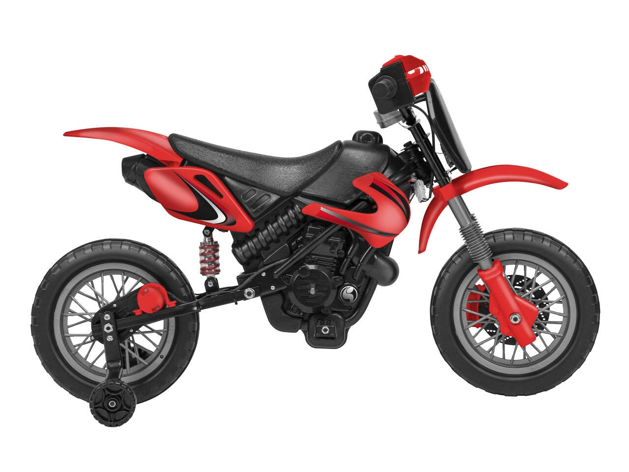 E-spidko moto cross a batteria li-ion 12v di colore rosso