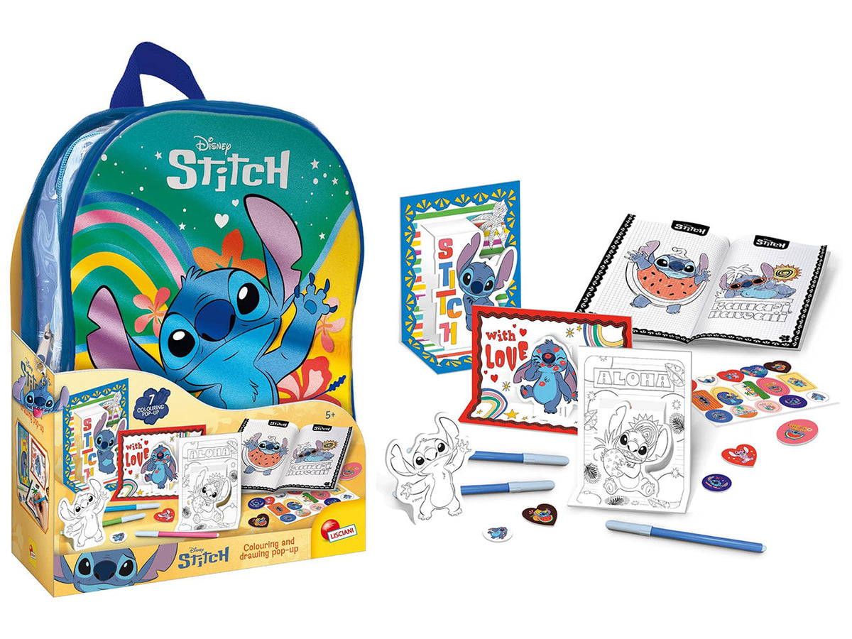 Stitch zainetto set da colorare con pop up e sticker