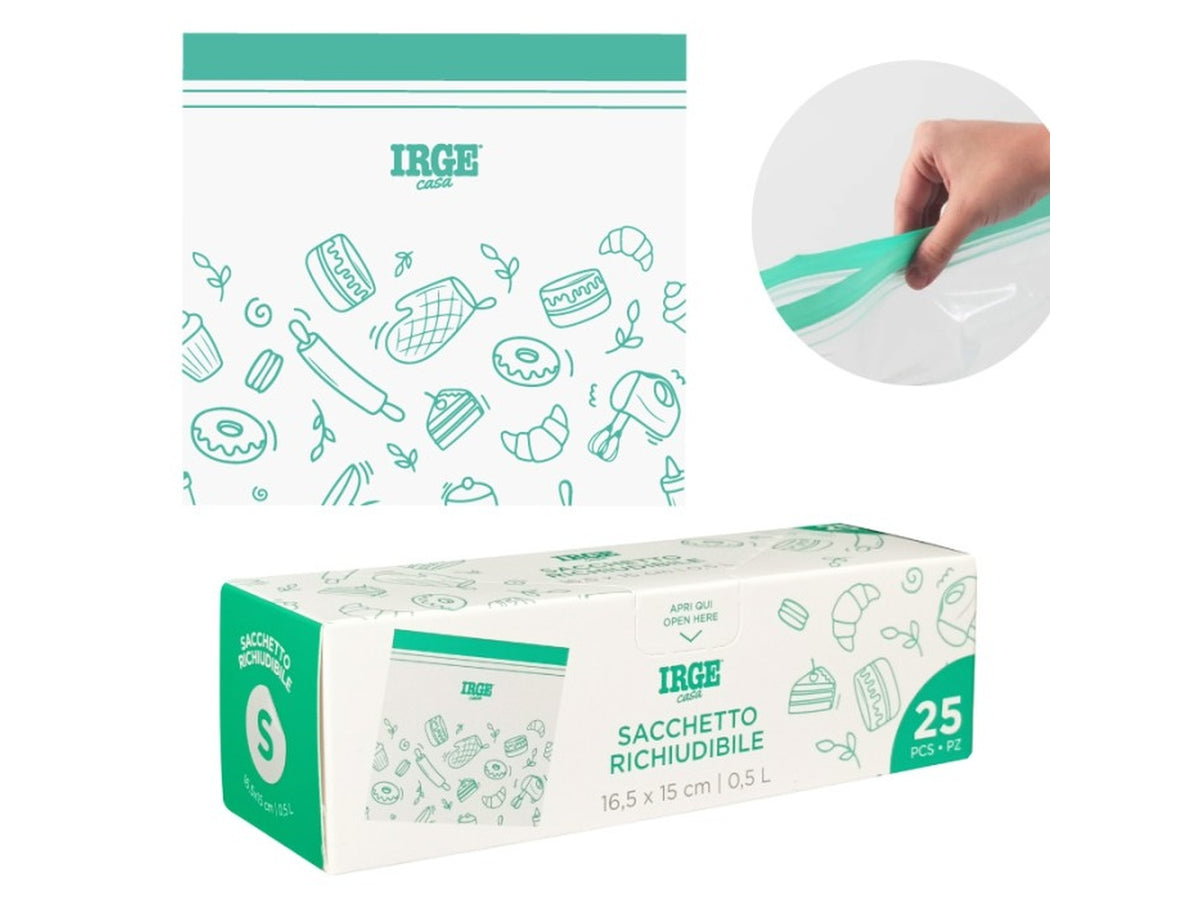 Sacchetti doppia zip 16,5x15cm, box 25sacchetti