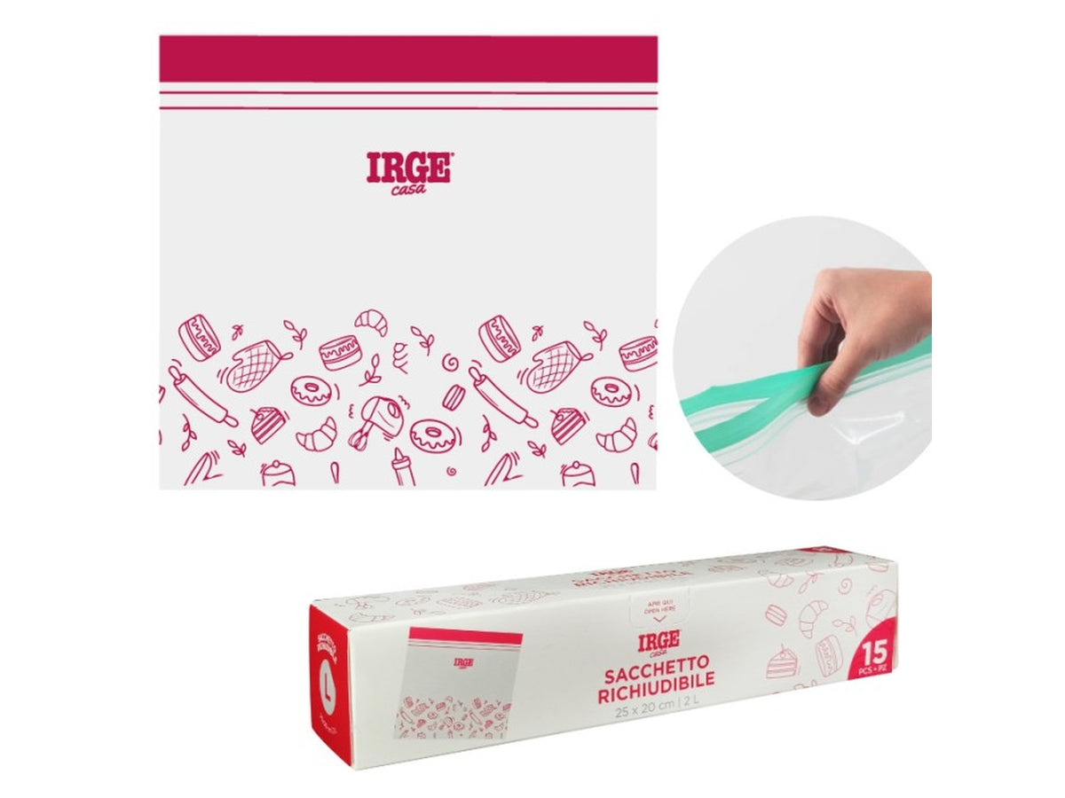 Sacchetti doppia zip 25x20cm, box 15sacchetti