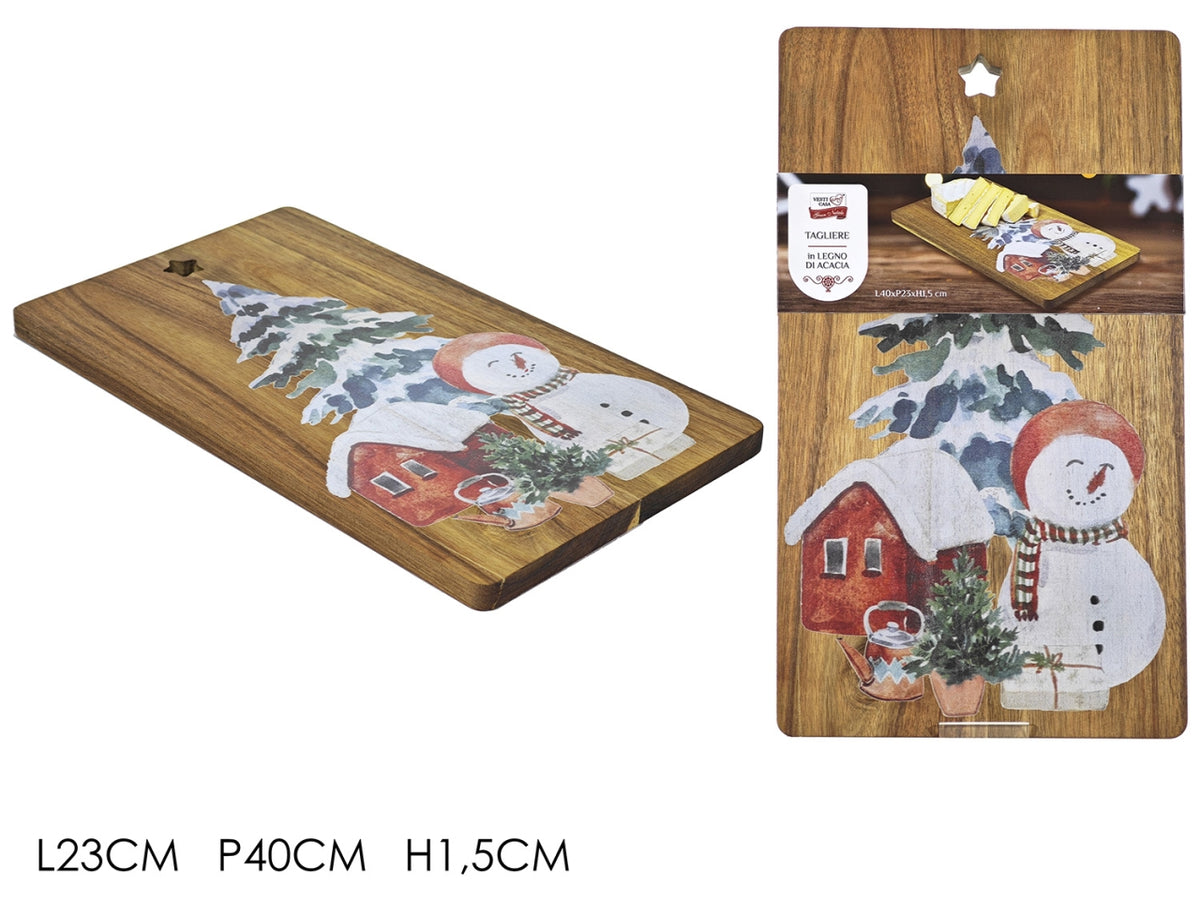 Tagliere natalizio in legno di acacia 23x40cm
