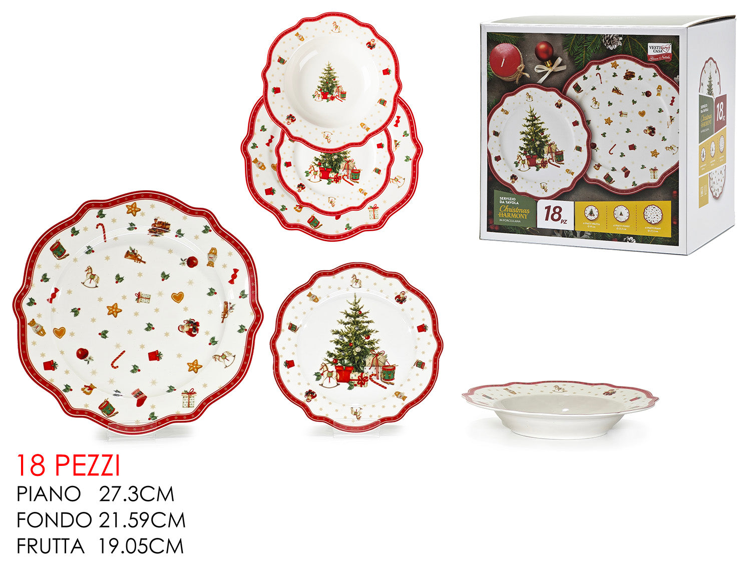 Servizio piatti christmas harmony da 18 pezzi