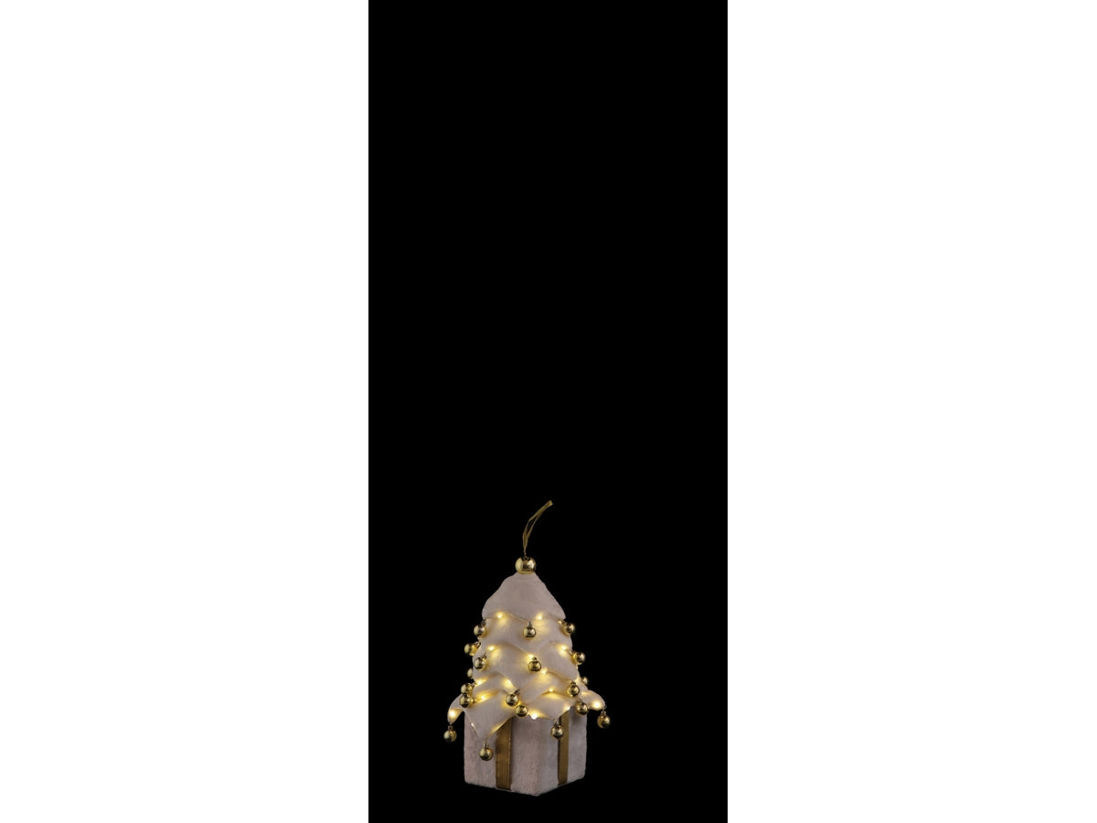 Albero 70cm con 44 luci bianco e oro