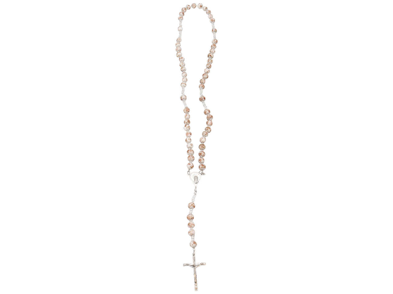 Rosario perle D.8 mm sommerso avventurina argento di colore bianco