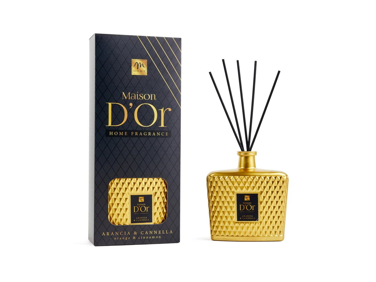 Diffusore con bacchette con bottiglia diamante 700 ml arancia&cannella