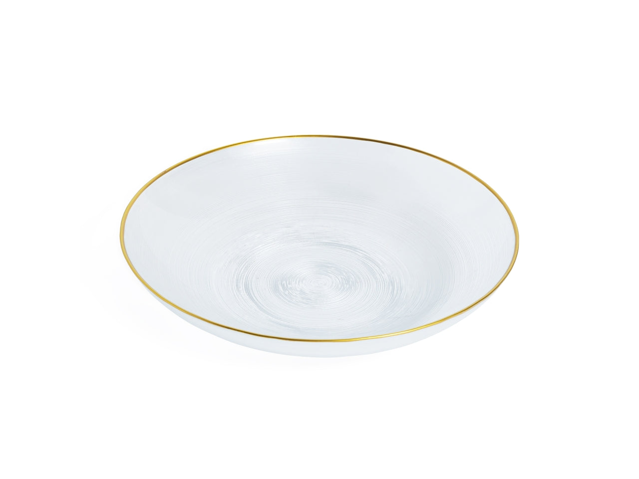 Centrotavola in vetro trasparente con bordino oro 30cm
