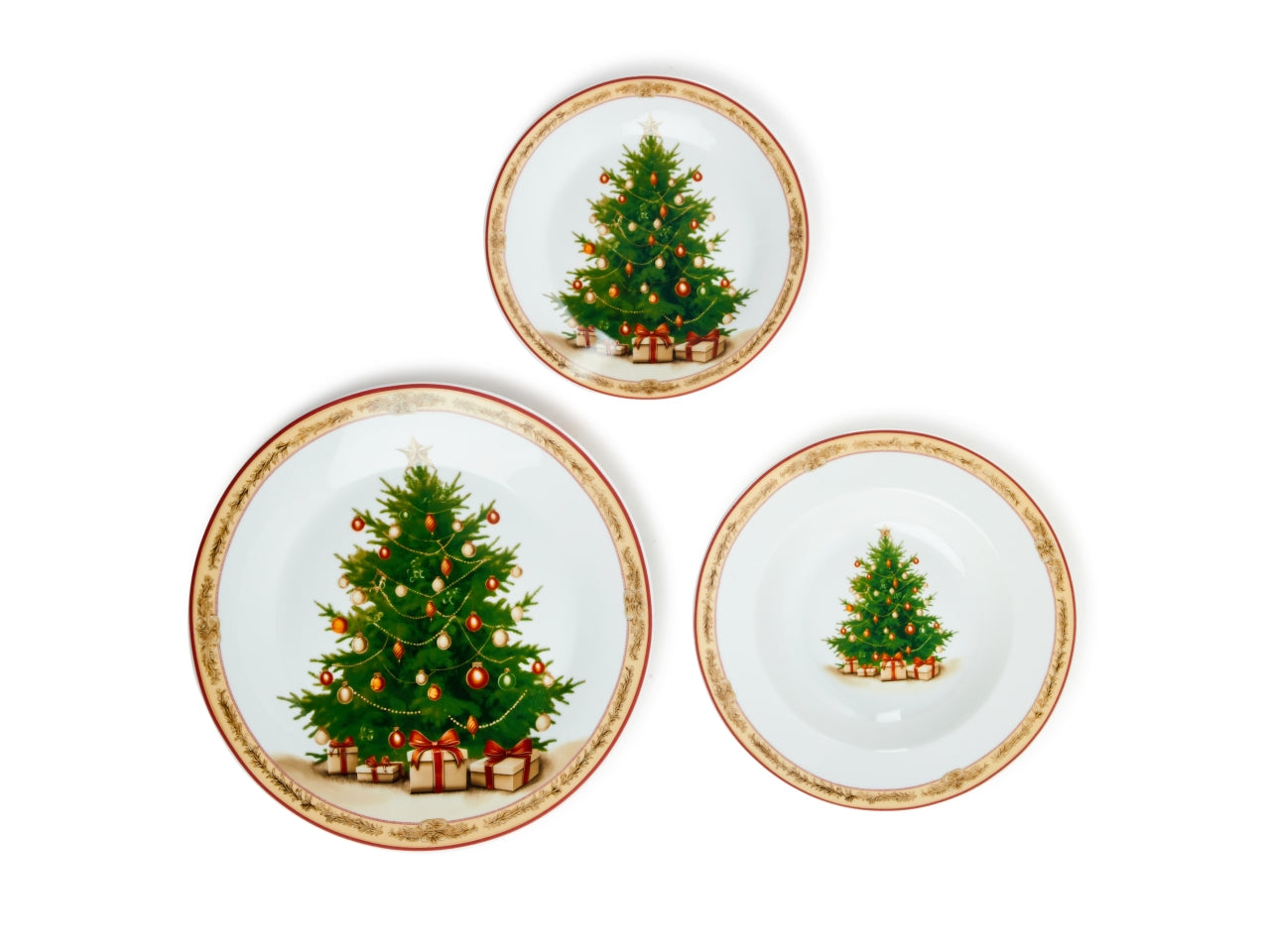 Servizio di 18 piatti albero di natale in porcellana