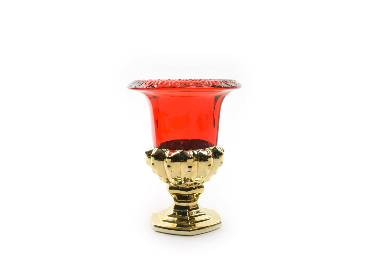 Coppa in vetro oro e rosso 16xh.19cm