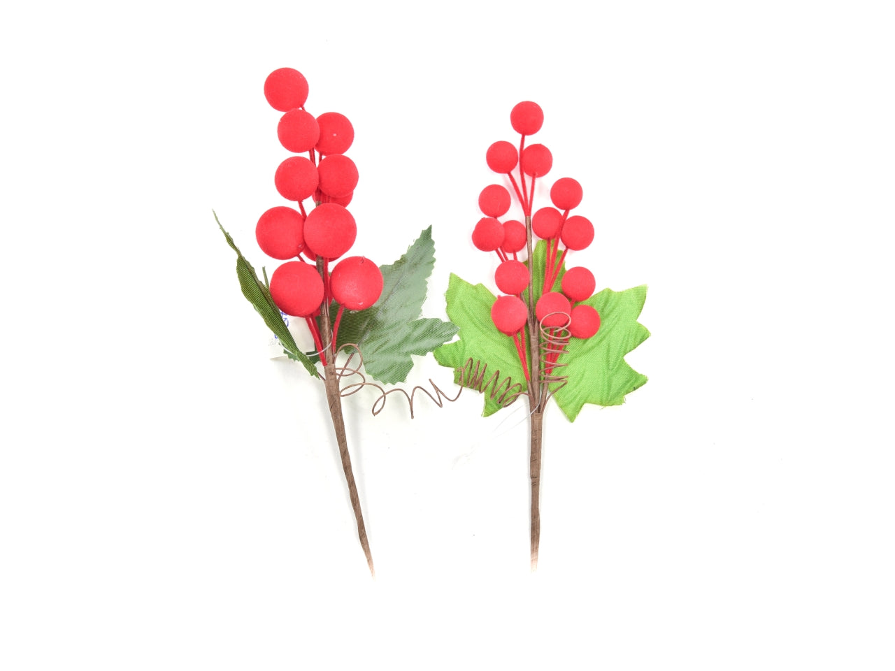 Bacche floccate rosse 18cm assortiti