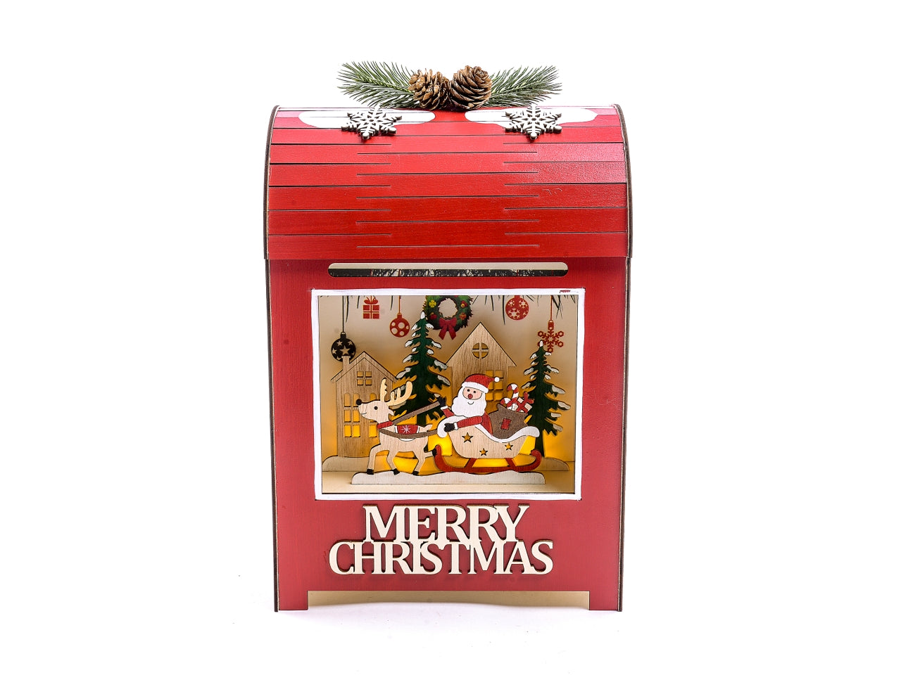 Casella postale in legno con luci a batteria 21x16xh.30cm