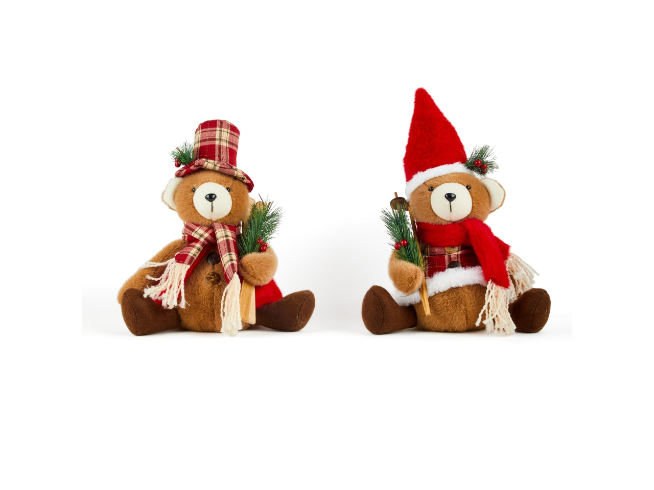 Orso natalizio seduto in tessuto 38cm modelli assortiti