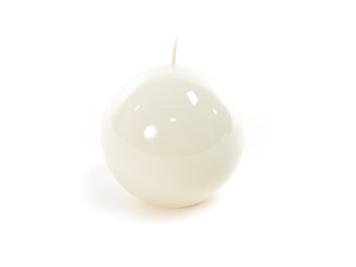 Candela sfera 6cm avorio lucido
