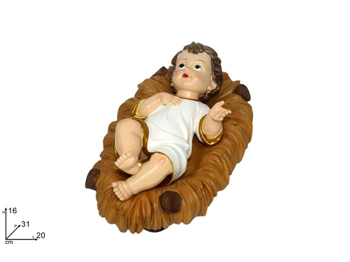 Gesù bambino 31cm vestito con culla